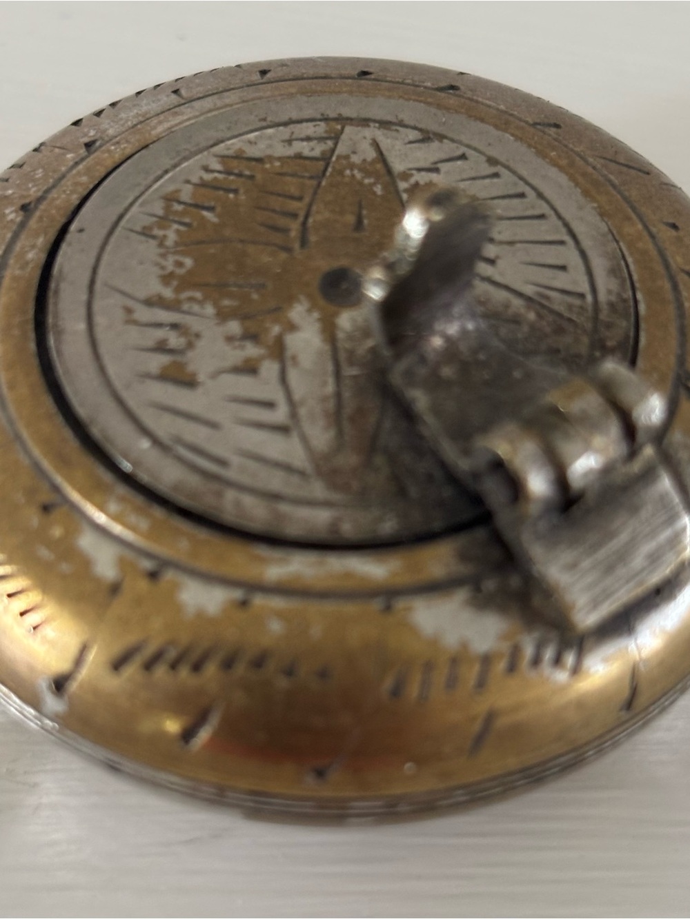 Vintage Brass Pocket Ashtray  — Two-Tone Metal